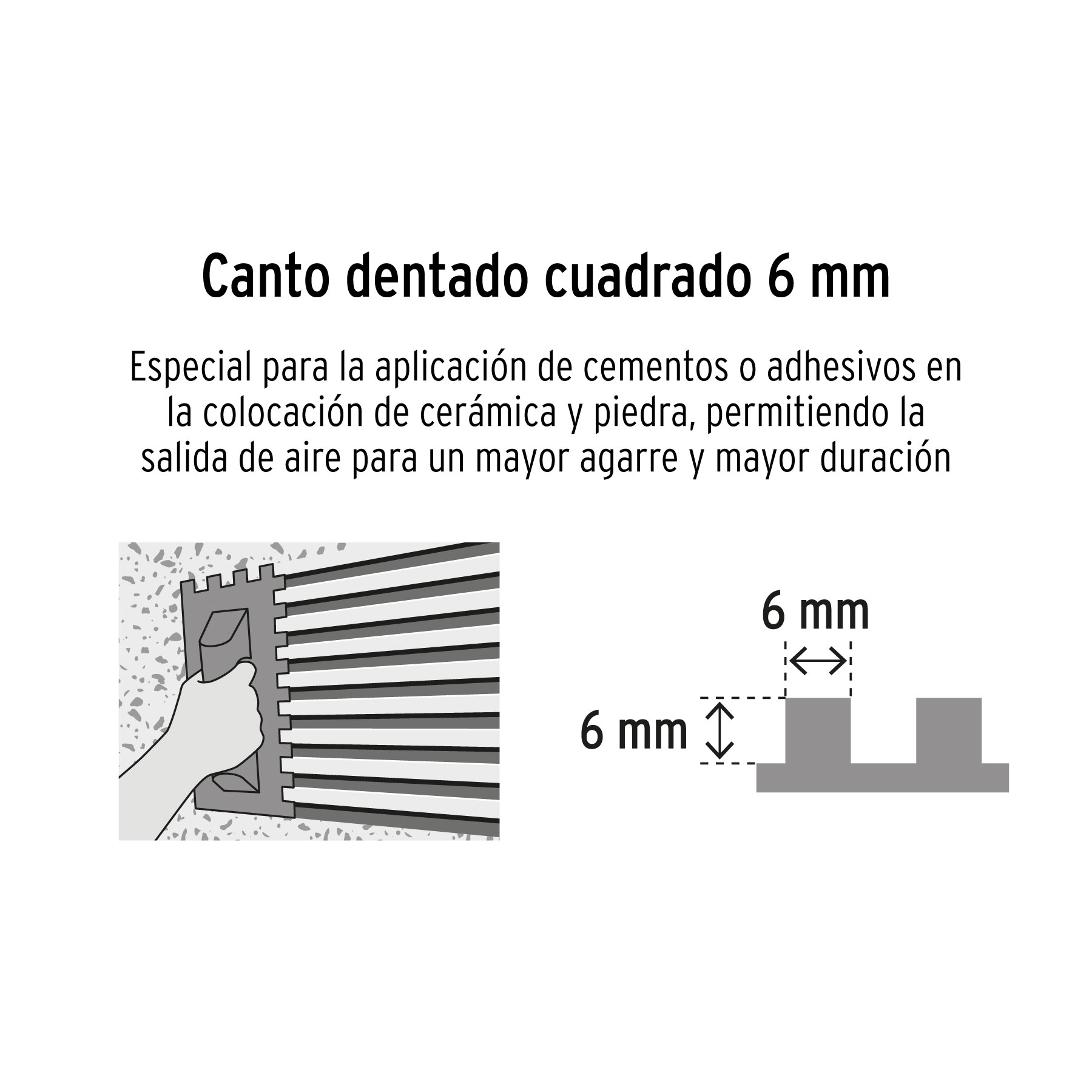 Llana 11' dentado cuadrado 1/4', 10 remaches, mango Comfort - Imagen 4
