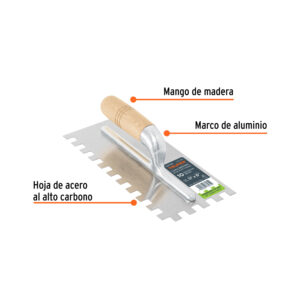 Alternative view of Llana 11' dentado cuadrado 1/2', 10 remaches, mango madera