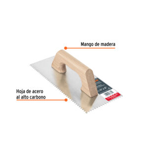 Alternative view of Llana 11' dentado triangular, tipo español, mango madera