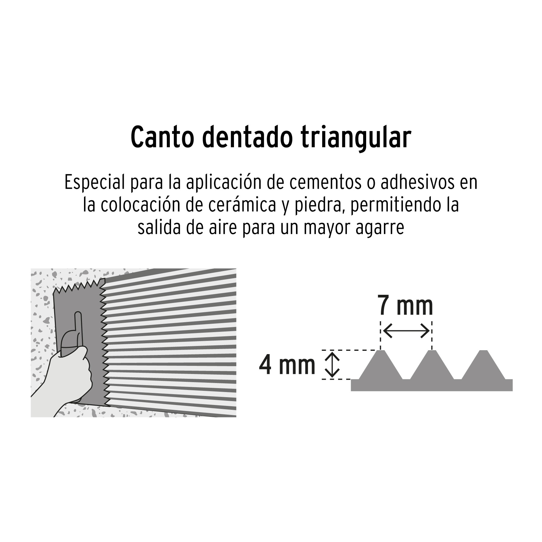 Llana 11' dentado triangular, tipo español, mango madera - Imagen 4