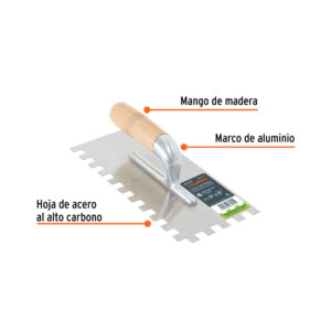 Alternative view of Llana 11' dentado cuadrado 1/2', 6 remaches, mango madera