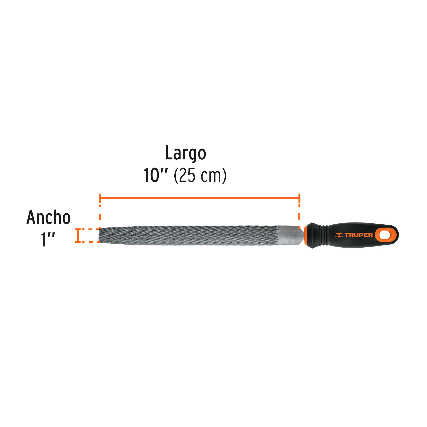 Lima media caña bastarda 10' con mango Comfort Grip, TRUPER - Imagen 3