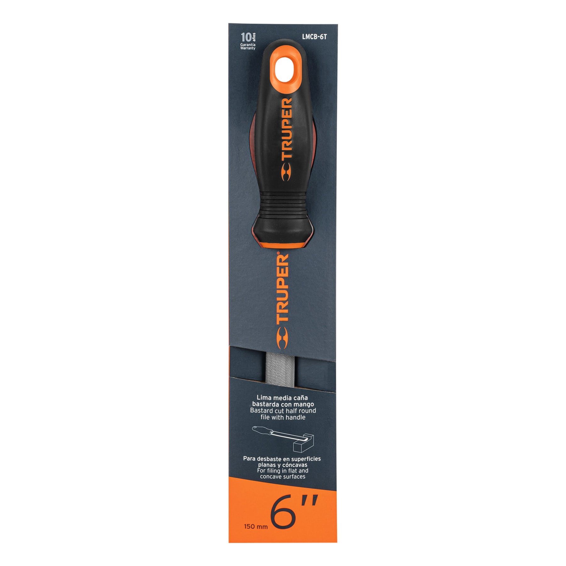 Lima media caña bastarda 6' con mango Comfort Grip, TRUPER - Imagen 5