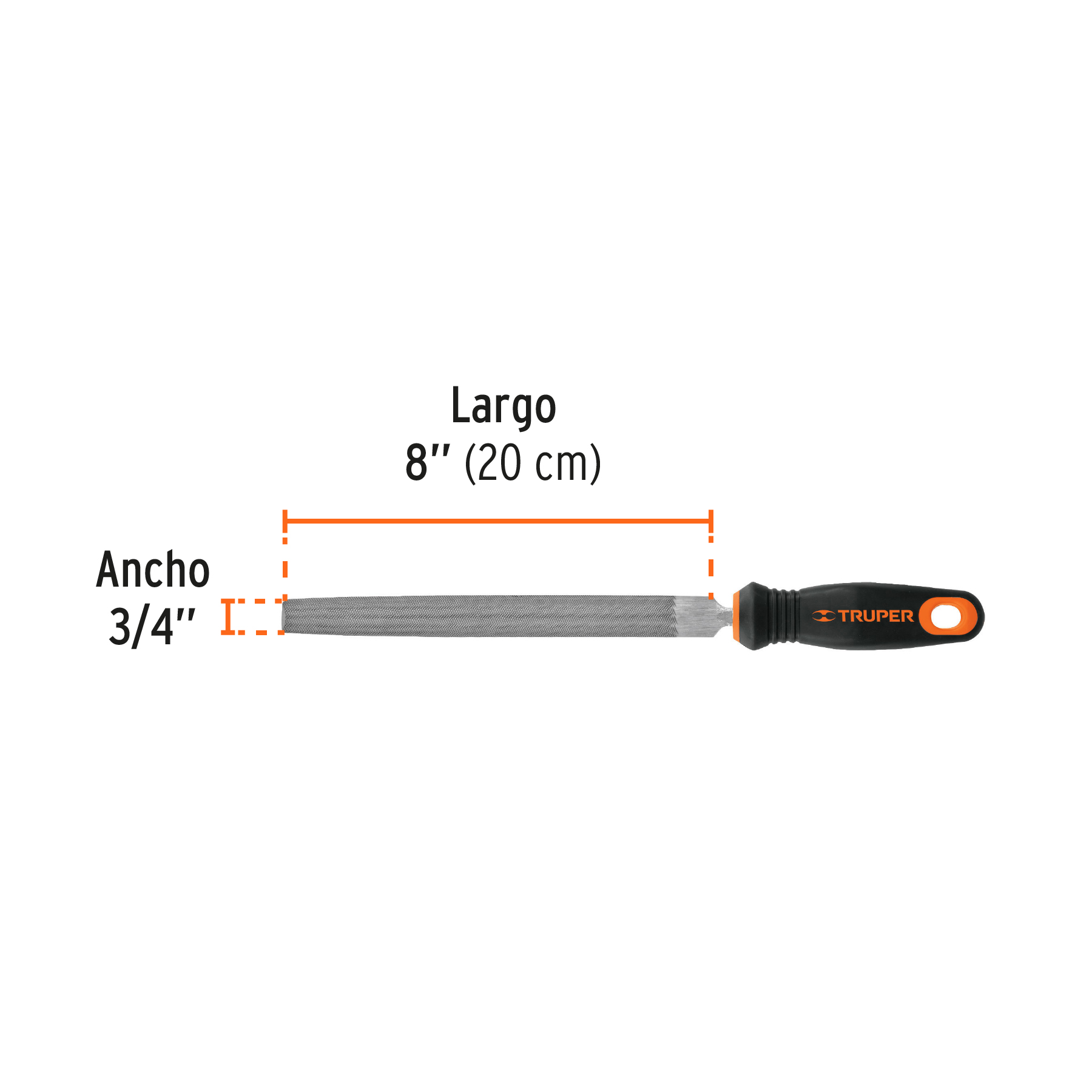 Lima media caña bastarda 8' con mango Comfort Grip, TRUPER - Imagen 3