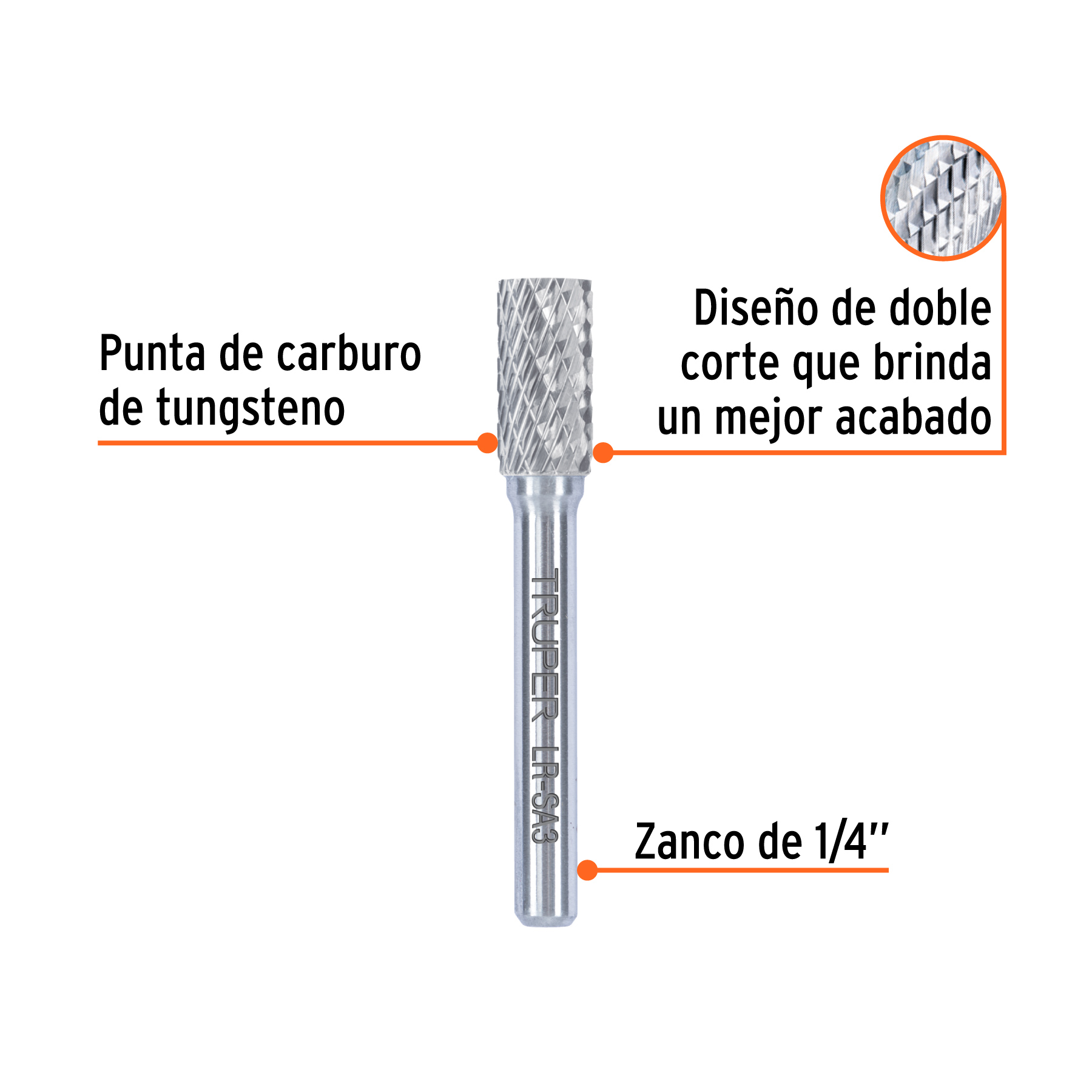 Lima rotativa punta cilindro, 6 mm, TRUPER - Imagen 2