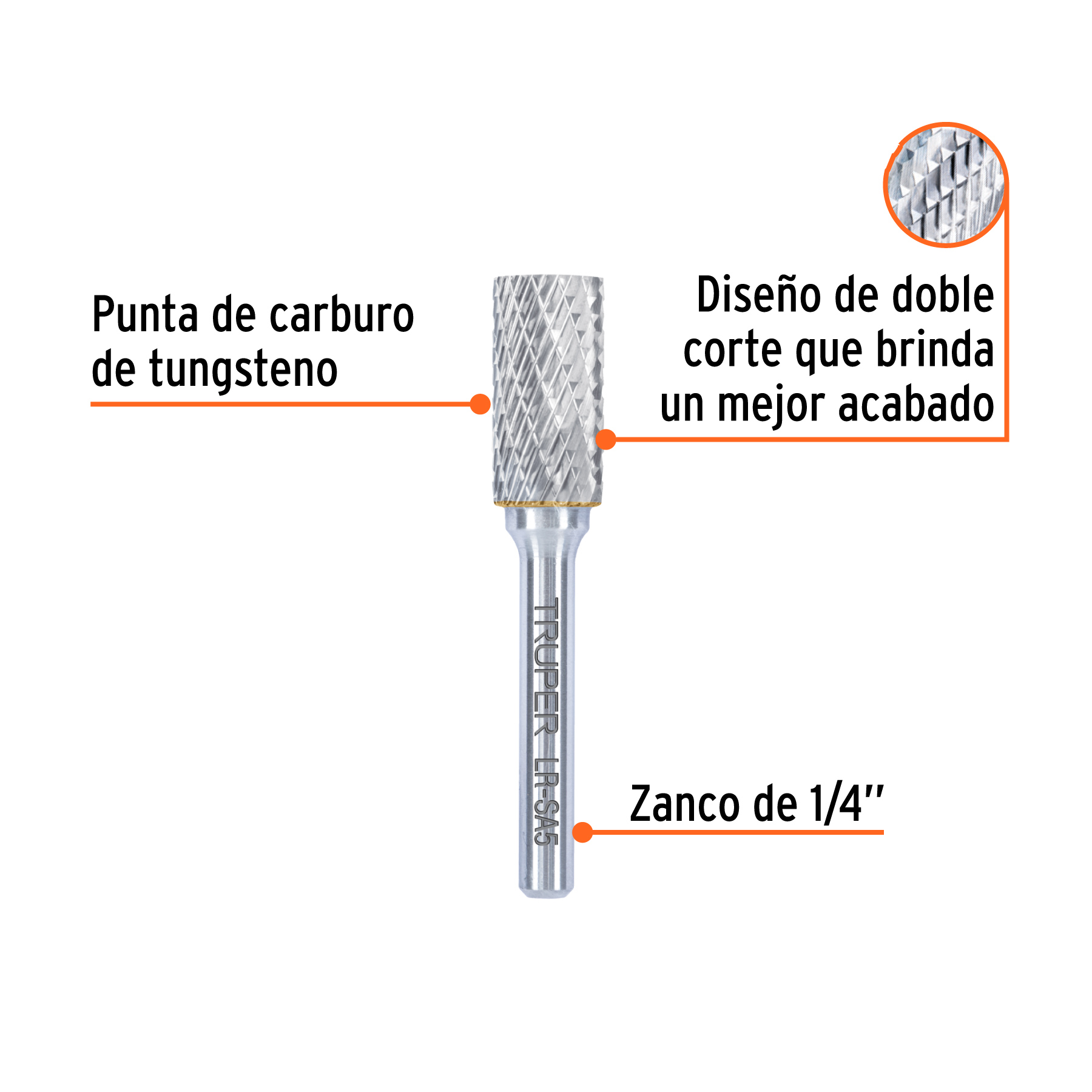 Lima rotativa punta cilindro, 13 mm, TRUPER - Imagen 2