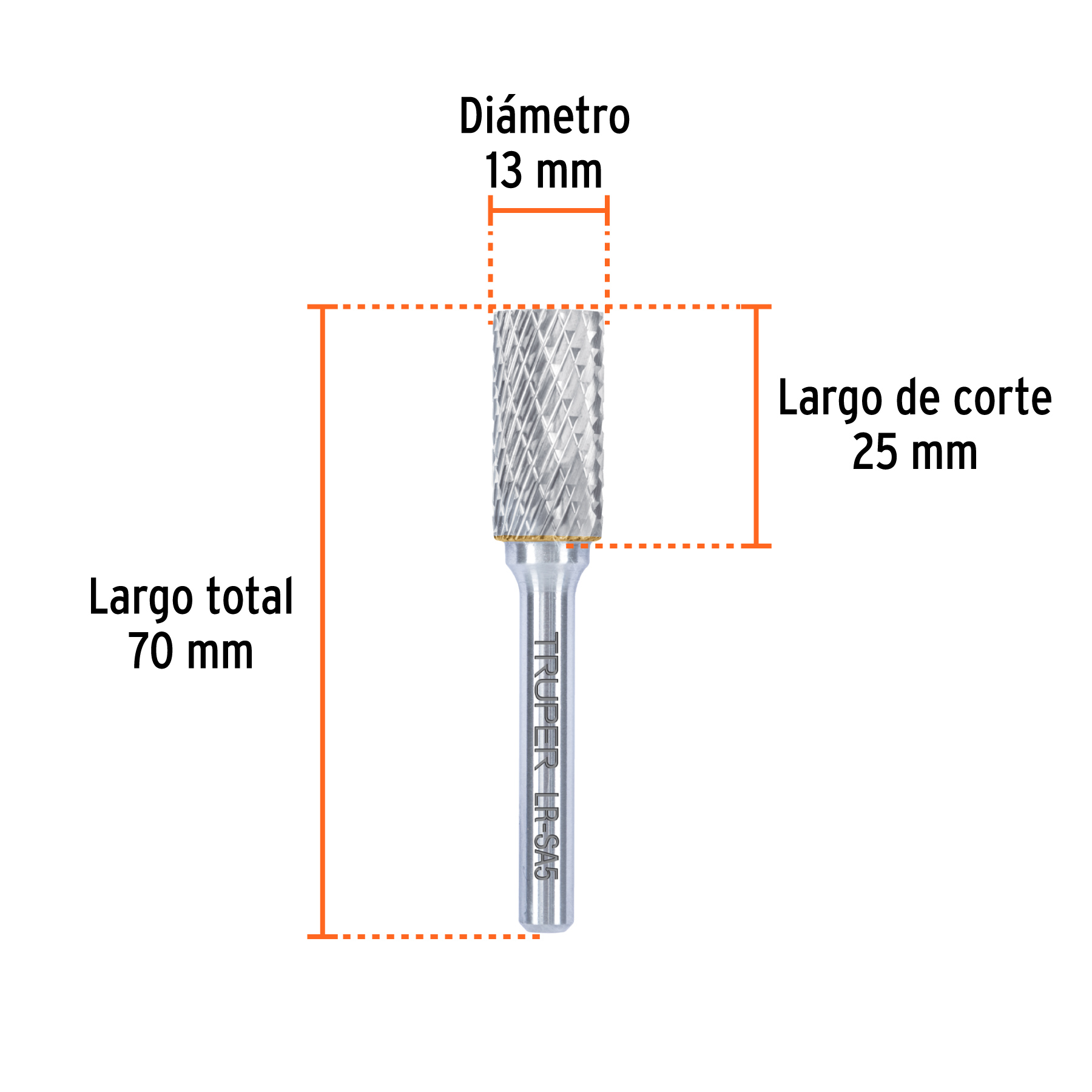 Lima rotativa punta cilindro, 13 mm, TRUPER - Imagen 3