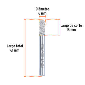 Lima rotativa punta cilindro redonda, 6 mm, TRUPER - Imagen 3