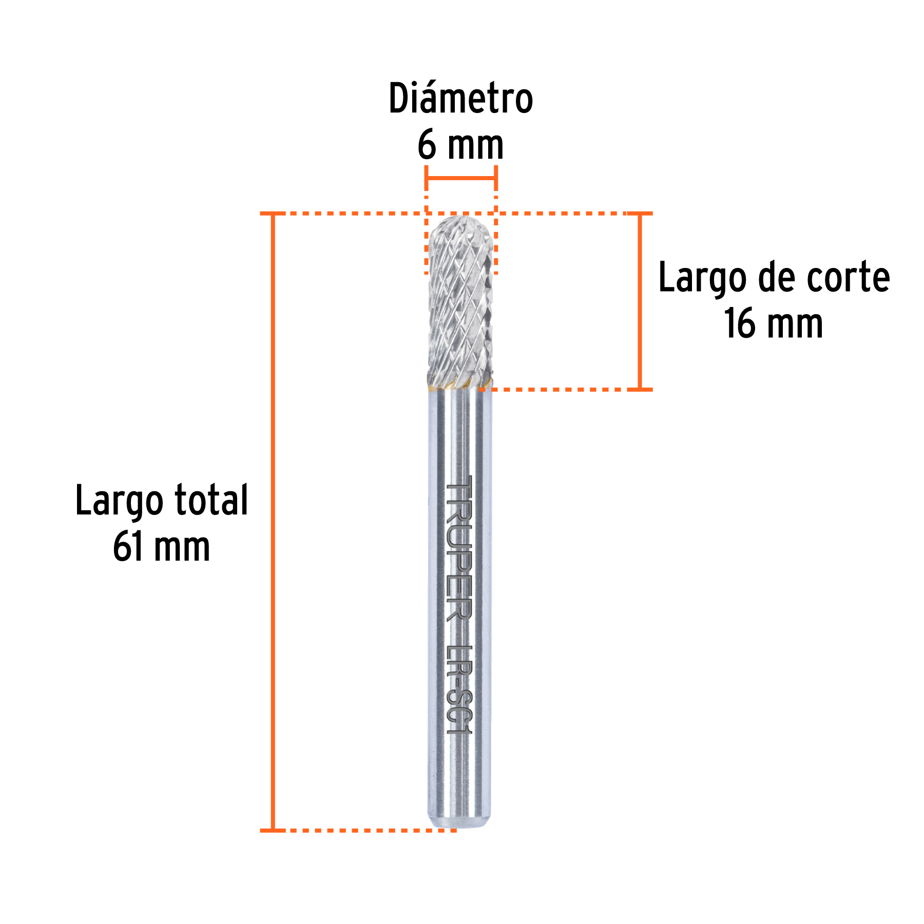 Lima rotativa punta cilindro redonda, 6 mm, TRUPER - Imagen 3