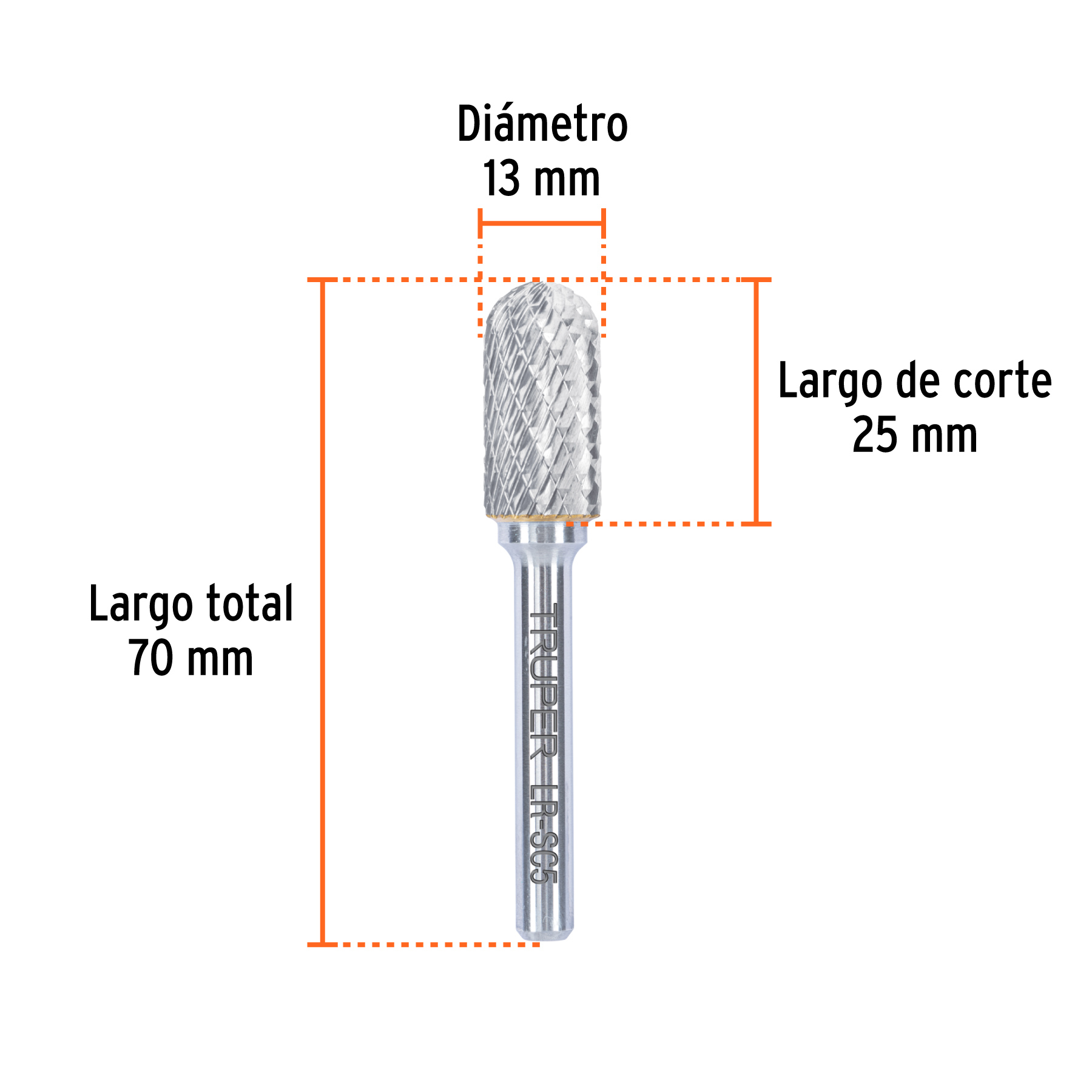 Lima rotativa punta cilindro redonda, 13 mm, TRUPER - Imagen 3