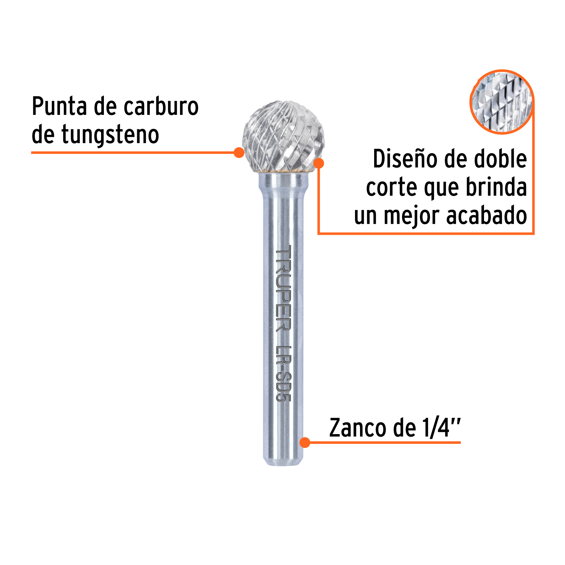 Lima rotativa punta esférica, 13 mm, TRUPER - Imagen 2