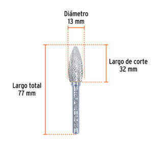 Lima rotativa punta flama, 13 mm, TRUPER - Imagen 3