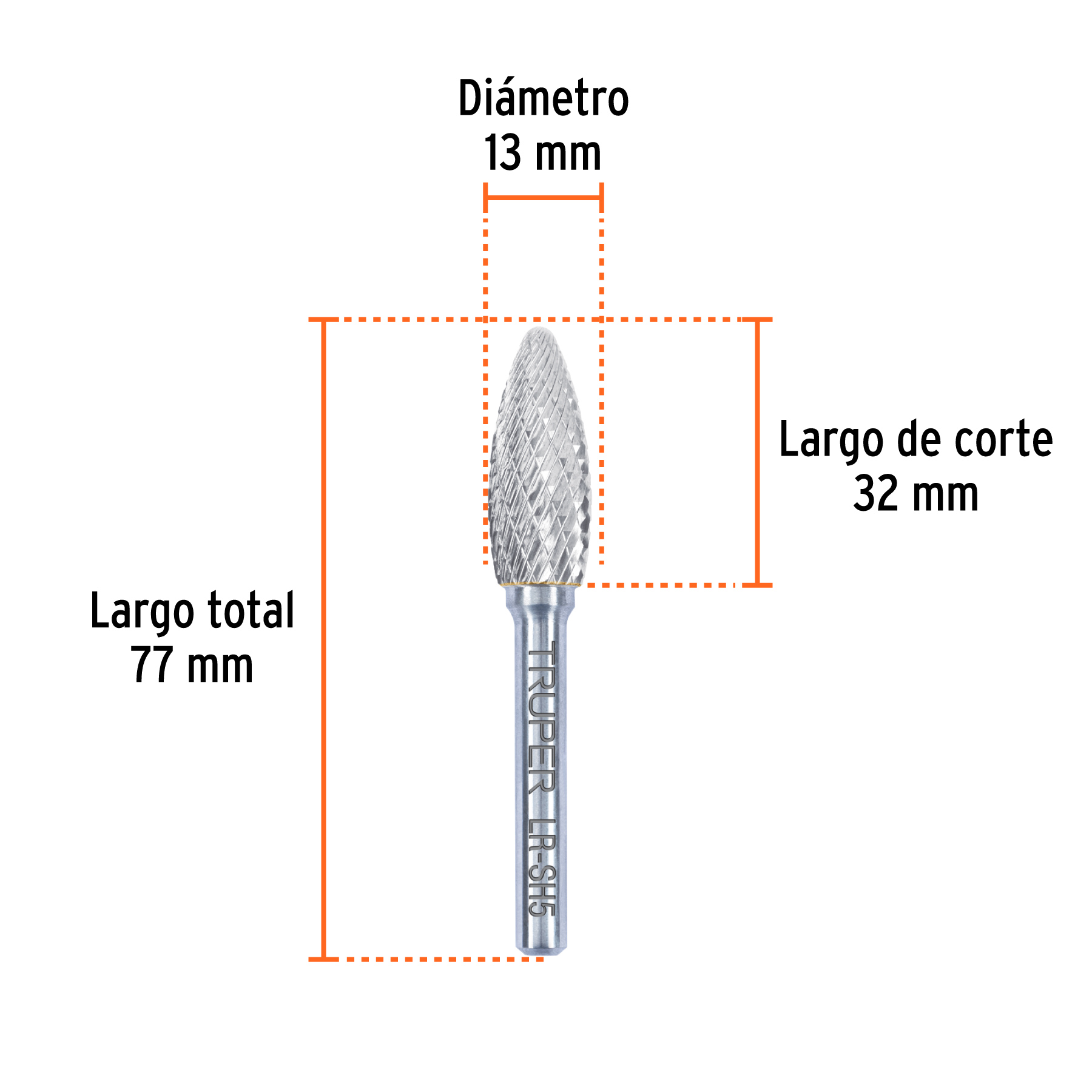 Lima rotativa punta flama, 13 mm, TRUPER - Imagen 3