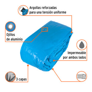 Alternative view of Lona de polietileno reforzada 12x17 m, azul, 180g/m2, TRUPER
