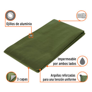 Alternative view of Lona uso rudo 2 x 3 m, verde olivo, 240 g/m2, TRUPER EXPERT