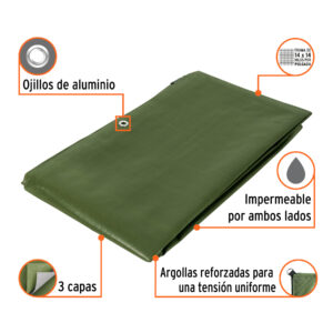 Alternative view of Lona uso rudo 3 x 4 m, verde olivo, 240 g/m2, TRUPER EXPERT