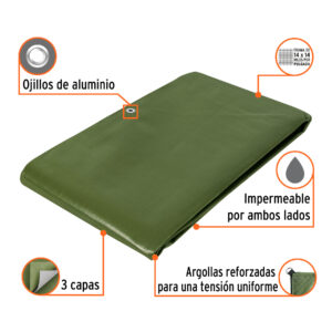 Alternative view of Lona uso rudo 4 x 5 m, verde olivo, 240 g/m2, TRUPER EXPERT