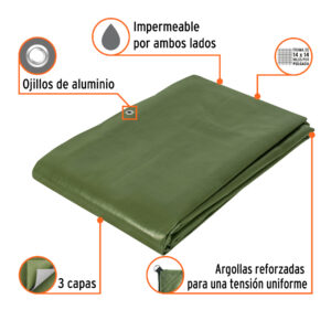 Alternative view of Lona uso rudo 4 x 6 m, verde olivo, 240 g/m2, TRUPER EXPERT