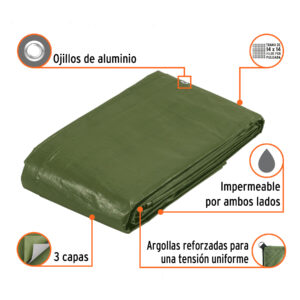 Alternative view of Lona uso rudo 5 x 6 m, verde olivo, 240 g/m2, TRUPER EXPERT