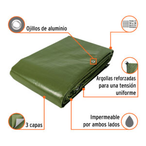 Alternative view of Lona uso rudo 6 x 12 m, verde olivo, 240 g/m2, TRUPER EXPERT