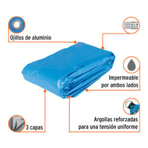 Alternative view of Lona de polietileno reforzada 6x12 m, azul, 180g/m2, TRUPER