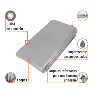 Alternative view of Lona de polietileno reforzada 6 x 9 m, gris, 180g/m2, TRUPER