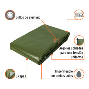 Alternative view of Lona uso rudo 6 x 9 m, verde olivo, 240 g/m2, TRUPER EXPERT