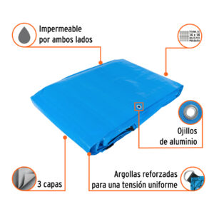 Alternative view of Lona de polietileno reforzada 6 x 9 m, azul, 180g/m2, TRUPER