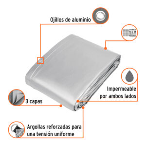 Lona de polietileno reforzada 7x10 m, gris, 180g/m2, TRUPER - Imagen 2