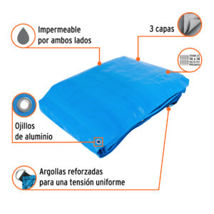 Alternative view of Lona de polietileno reforzada 7x10 m, azul, 180g/m2, TRUPER