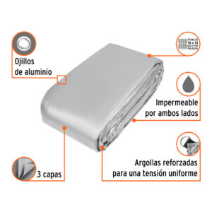 Alternative view of Lona de polietileno reforzada 9x14 m, gris, 180g/m2, TRUPER
