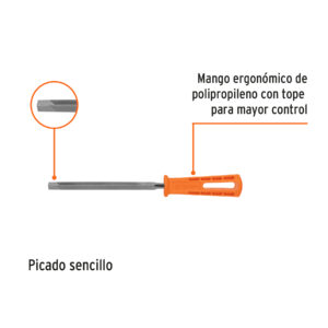 Alternative view of Lima triangular 6' para machete, 34 dpp, con mango, TRUPER