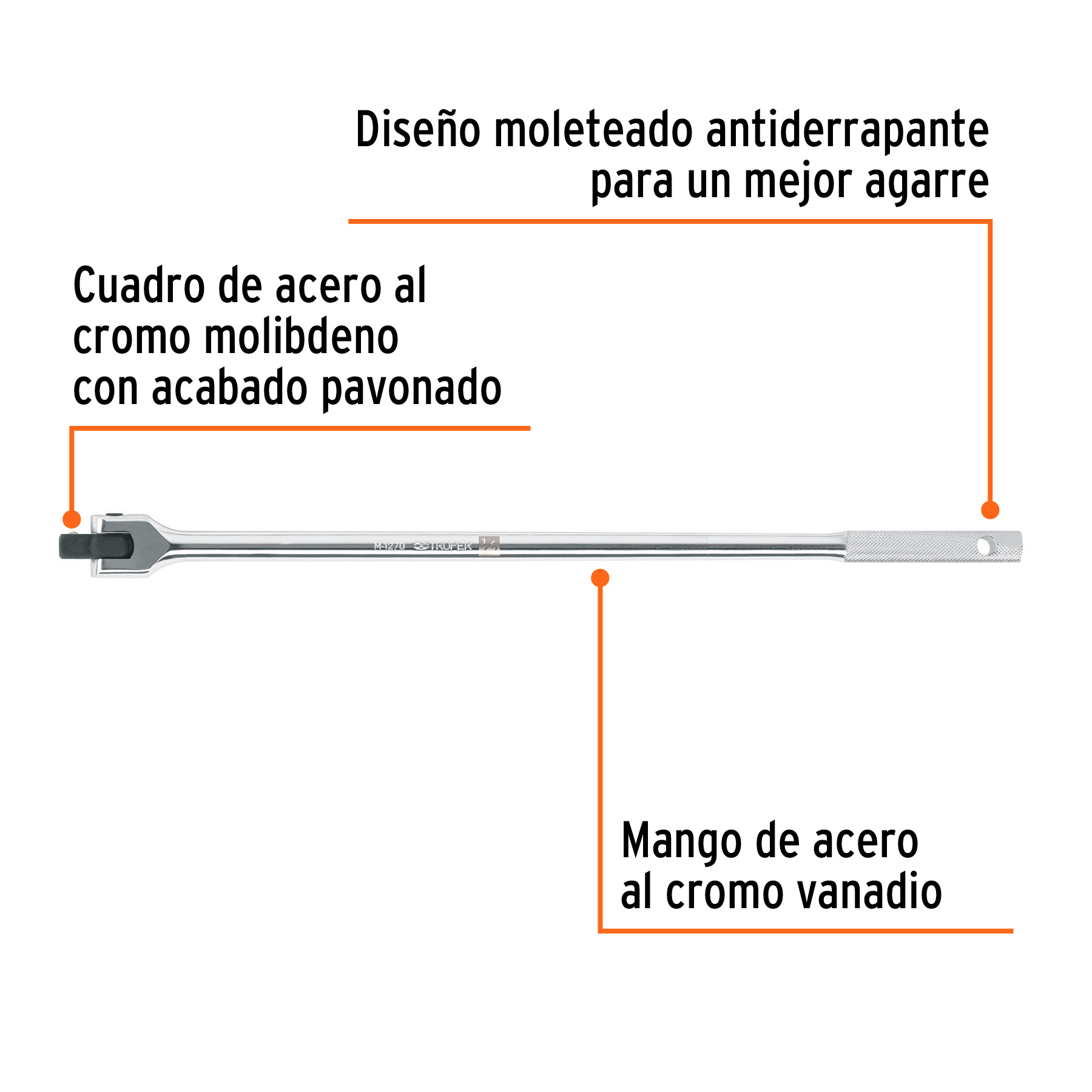 Mango articulado con cuadro de 1/2', largo 18', TRUPER - Imagen 2