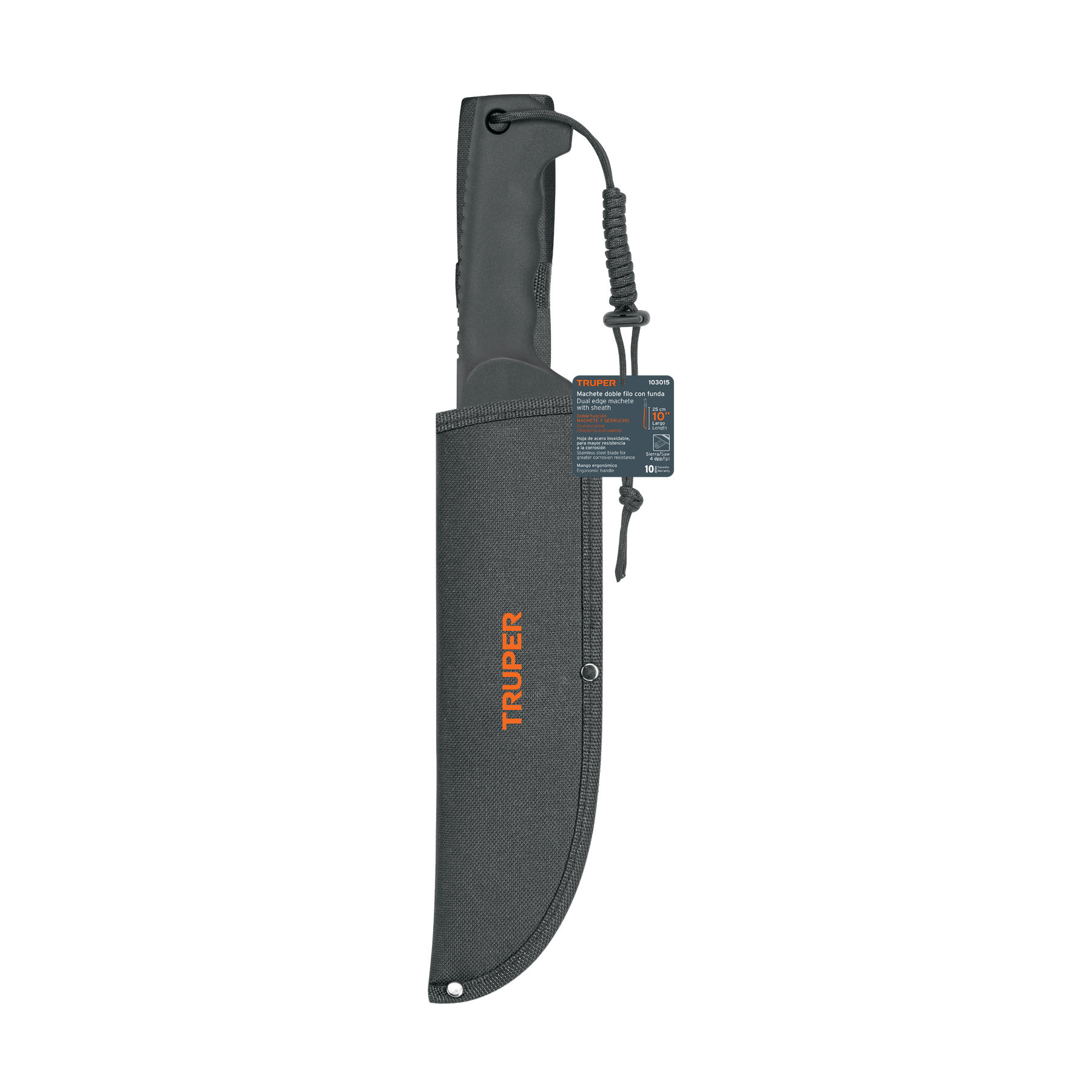 Machete doble filo 10', cacha inyectada, con funda, TRUPER - Imagen 4
