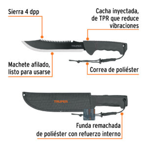 Alternative view of Machete doble filo 10', cacha inyectada, con funda, TRUPER