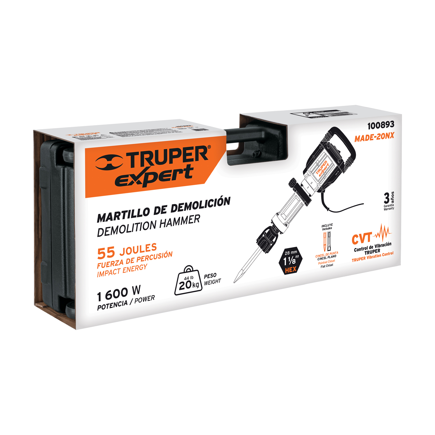 Martillo demoledor HEX 20 kg, 55J, 1600W, TRUPER EXPERT - Imagen 4