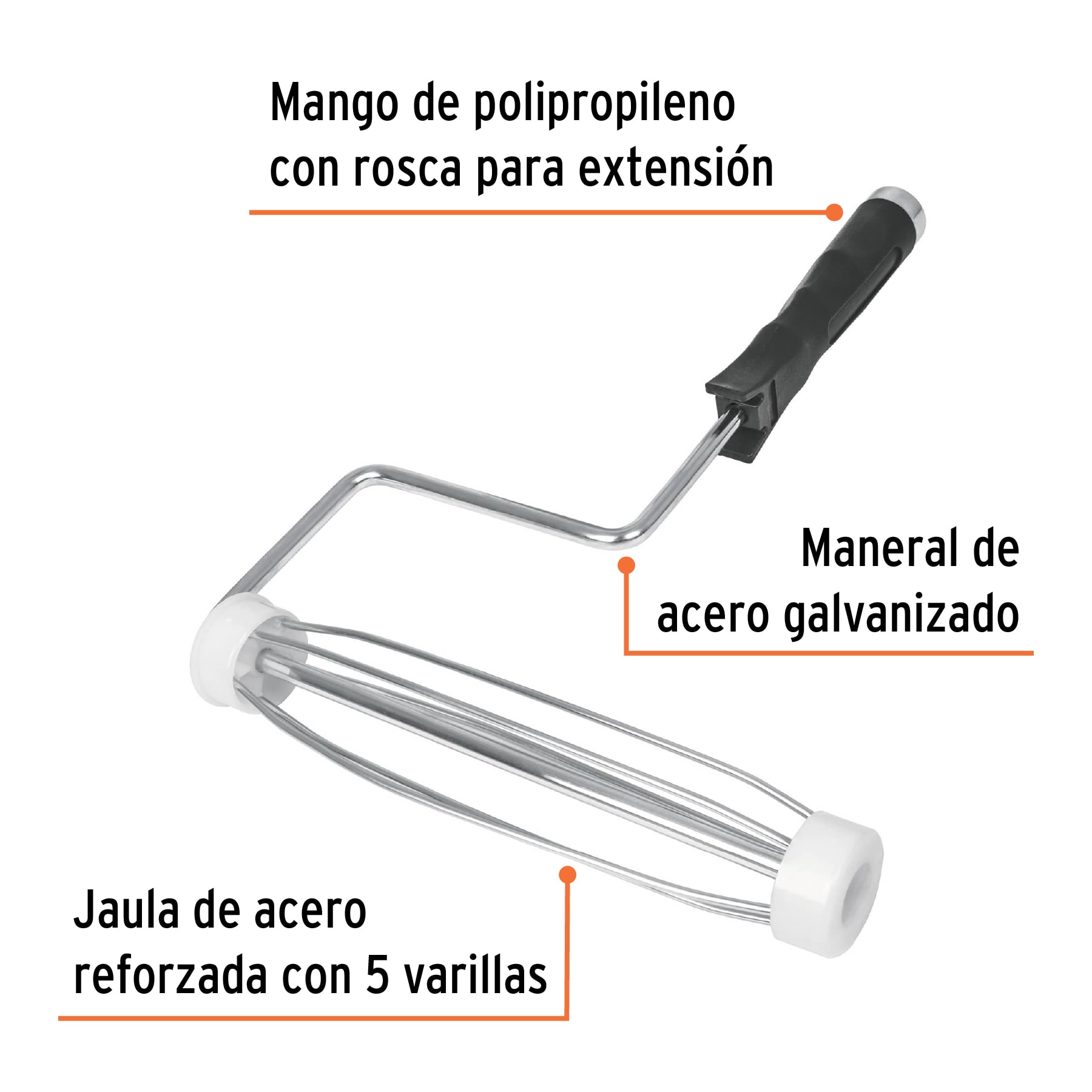 Maneral de 9', reforzado, con jaula para rodillo, TRUPER - Imagen 2