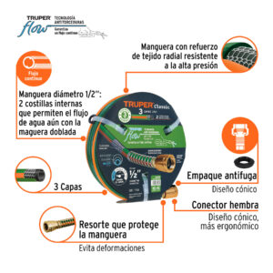 Alternative view of Manguera 1/2' reforzada 3 capas 10 m conexiones de metal
