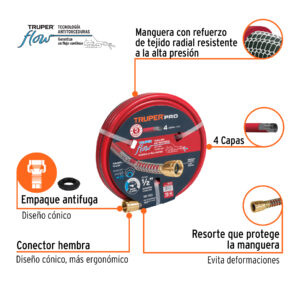 Alternative view of Manguera 1/2' super reforzada 4 capas 15 m conexiones metal