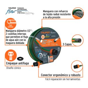 Alternative view of Manguera 1/2'reforzada 3 capas 20 m conexiones plásticas