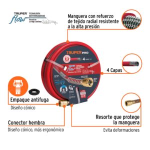 Alternative view of Manguera 5/8' super reforzada 4 capas 20 m conexiones metal