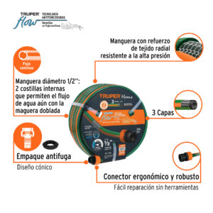 Alternative view of Manguera 1/2' reforzada 3 capas 25 m conexiones plásticas