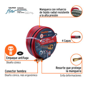 Alternative view of Manguera 1/2' super reforzada 4 capas 30 m conexiones metal