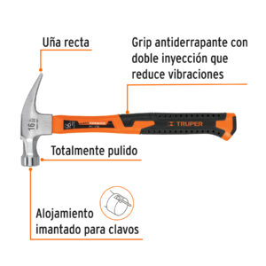 Alternative view of Martillo 16 oz uña recta, mango fibra de vidrio, TRUPER