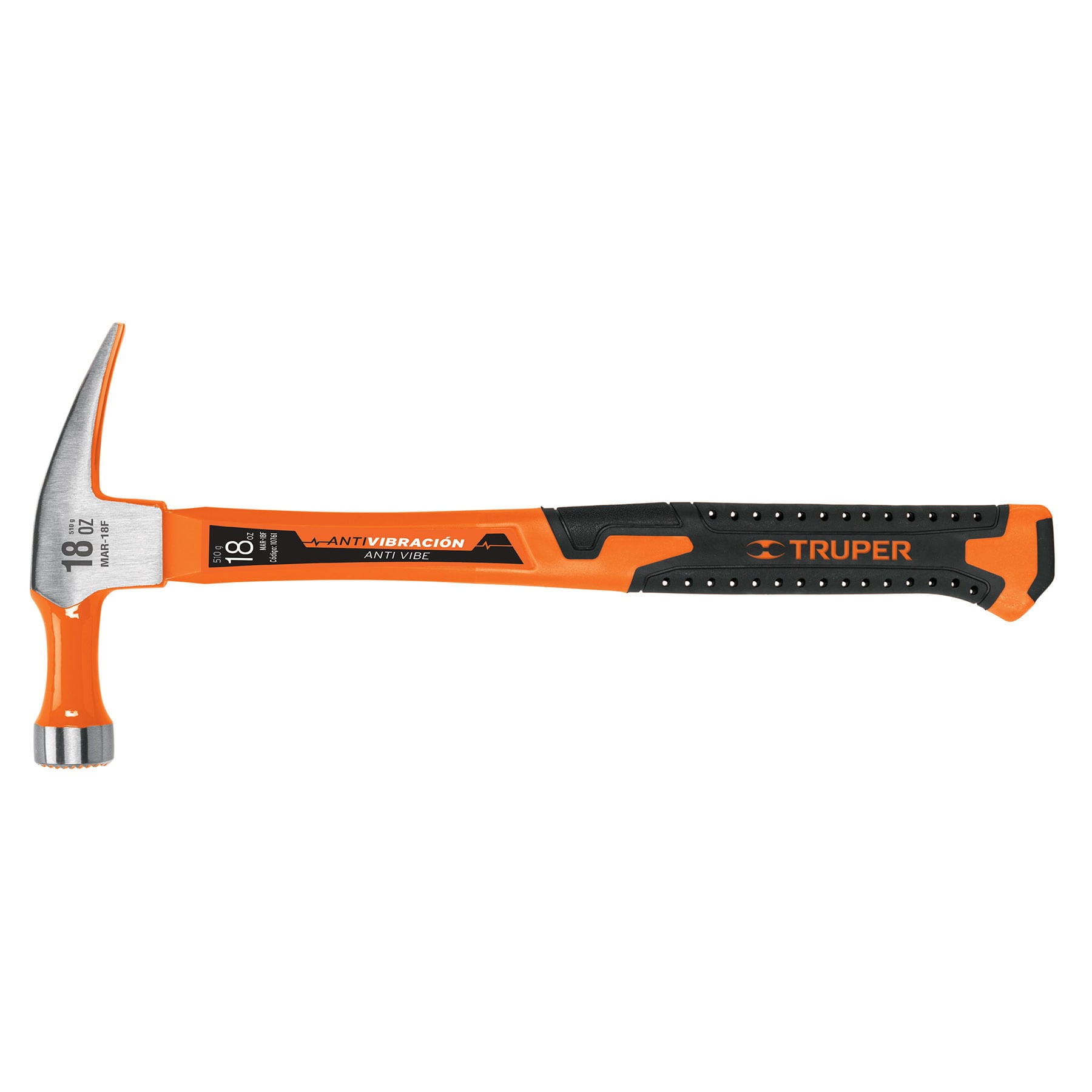 Martillo 18 oz uña recta, mango fibra de vidrio, TRUPER