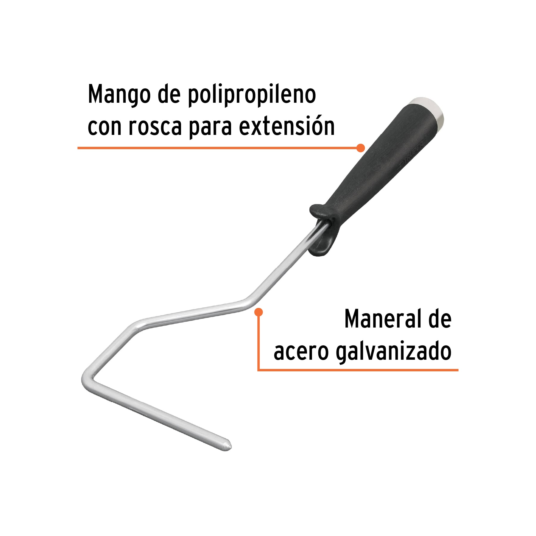 Maneral de 4' para rodillo, TRUPER - Imagen 2
