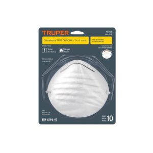 Blíster con 10 cubrebocas para polvos tipo concha, TRUPER