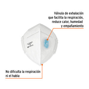 Alternative view of Respirador plegable N95 con válvula para partículas, TRUPER