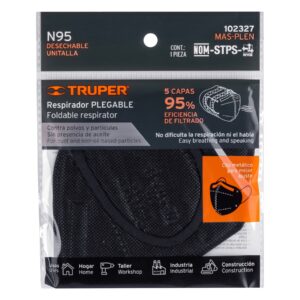 Respirador plegable N95 negro para polvos y partículas - Imagen 3