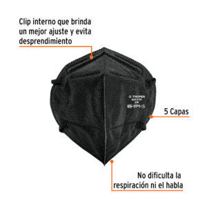 Alternative view of Respirador plegable N95 negro para polvos y partículas